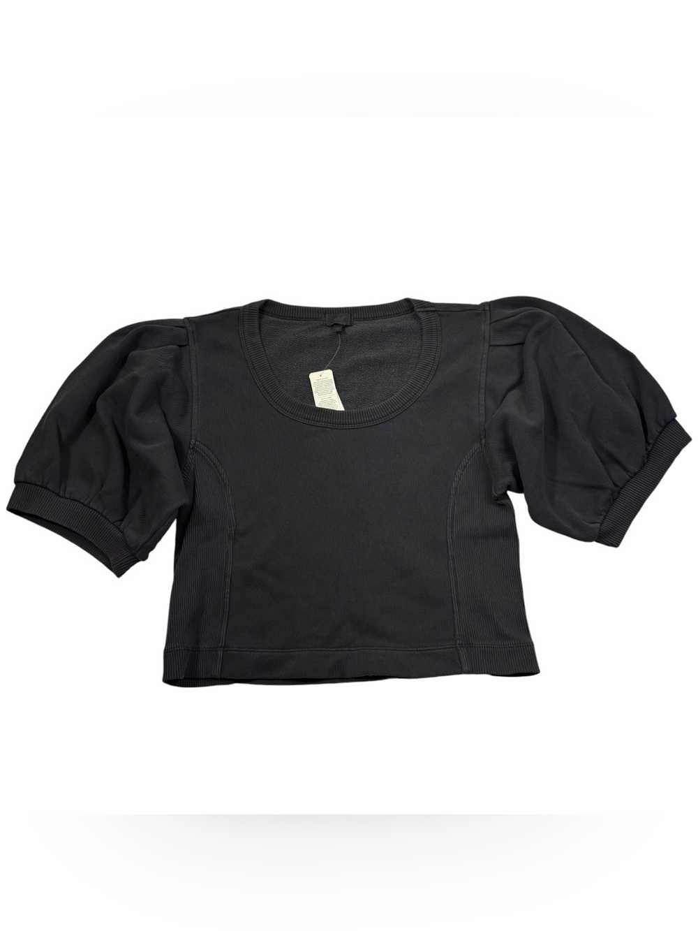 Aerie Seams Right Gray Short Puff Sleeve Crewneck Sweatshirt Top NWT M Lounge